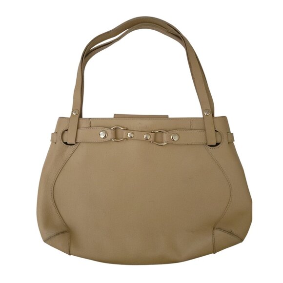 kate spade Handbags - Kate Spade Beige Leather Shoulder Bag Handbag Satchel With Gold-Tone Hardware